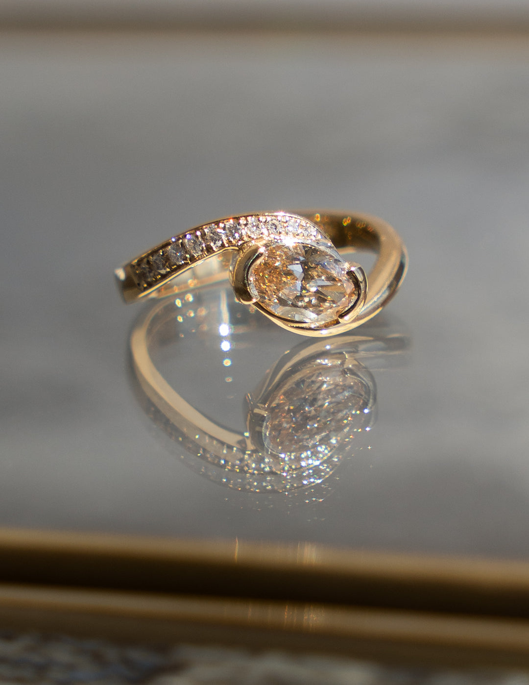 CHAMPAGNE Demi Pavé Oval Rapture Ring