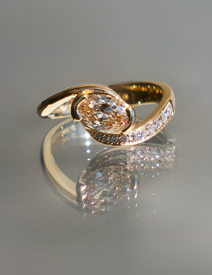 CHAMPAGNE Demi Pavé Oval Rapture Ring