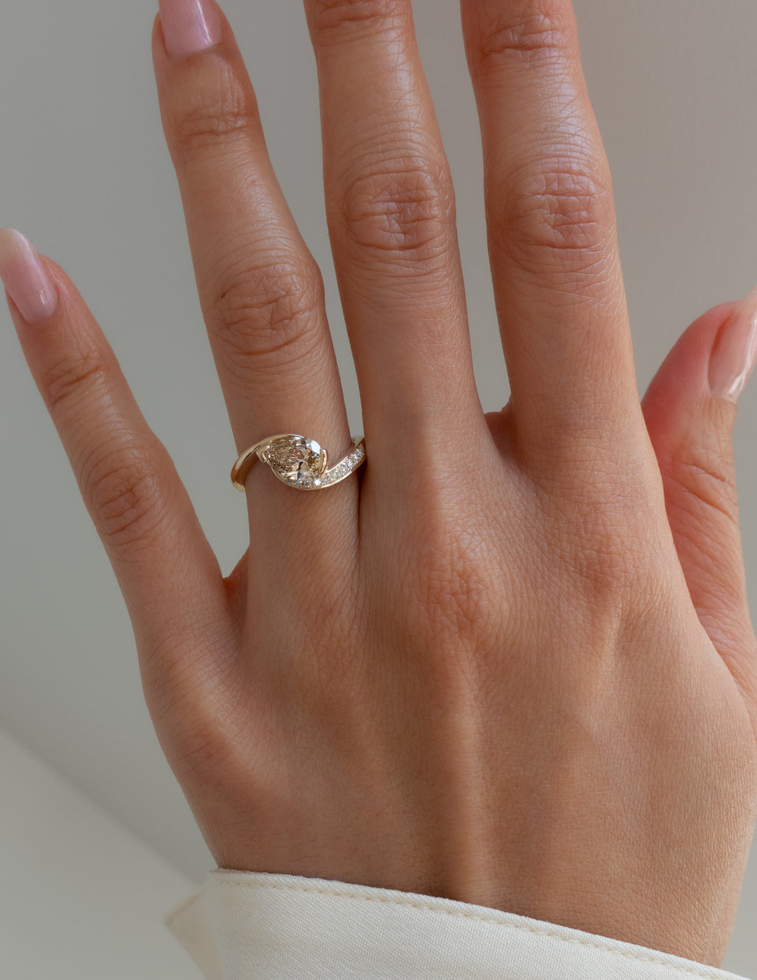 CHAMPAGNE Demi Pavé Pear Rapture Ring