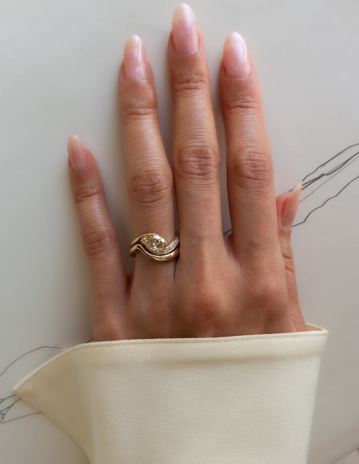 CHAMPAGNE Demi Pavé Pear Rapture Ring