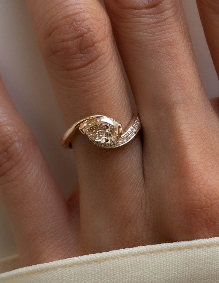 CHAMPAGNE Demi Pavé Pear Rapture Ring