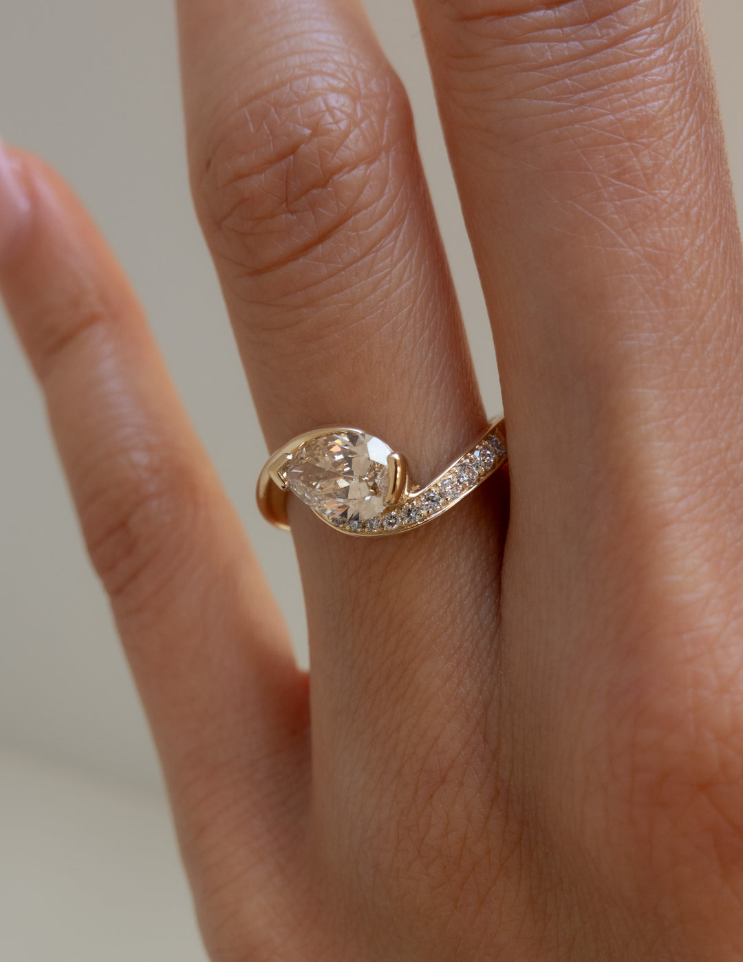 CHAMPAGNE Demi Pavé Pear Rapture Ring