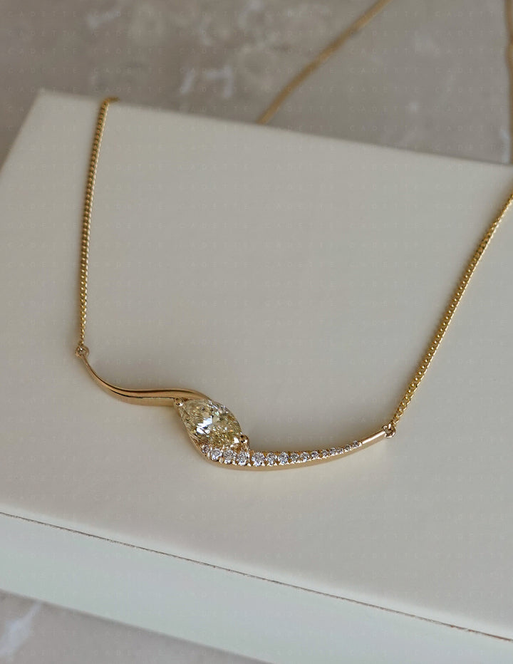 One-of-a-kind — Yellow Marquise Demi Pavé Rapture Necklace