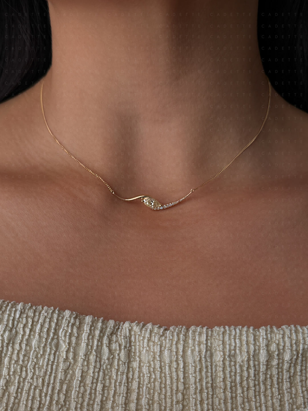 One-of-a-kind — Yellow Marquise Demi Pavé Rapture Necklace