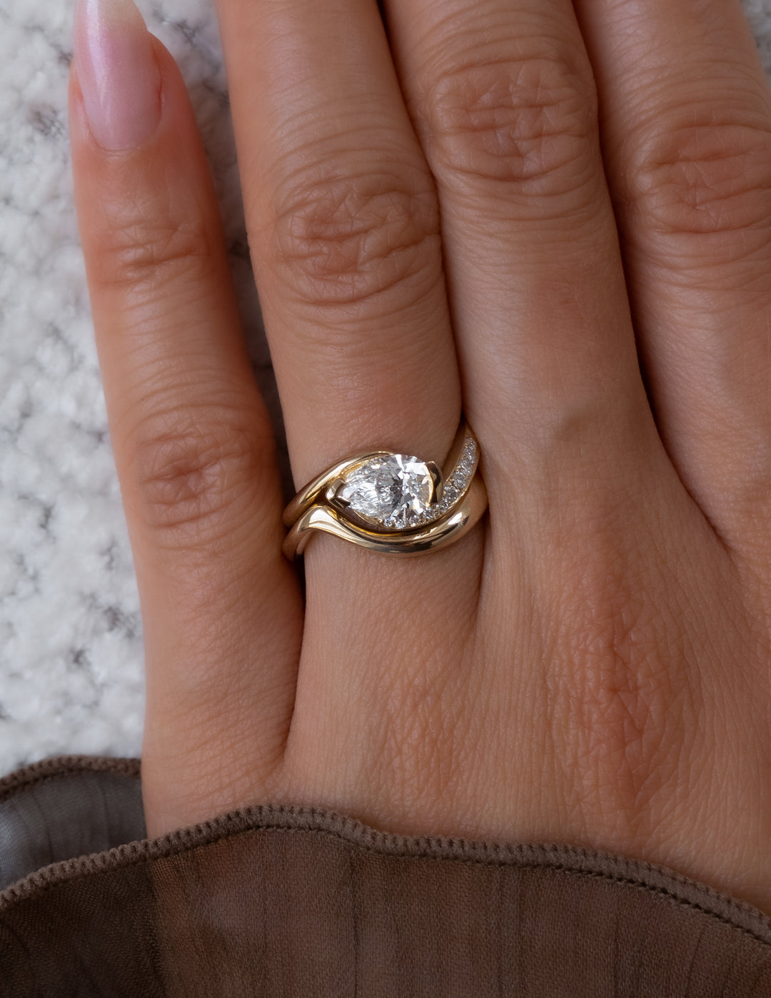 Pear Demi Pavé Rapture Ring