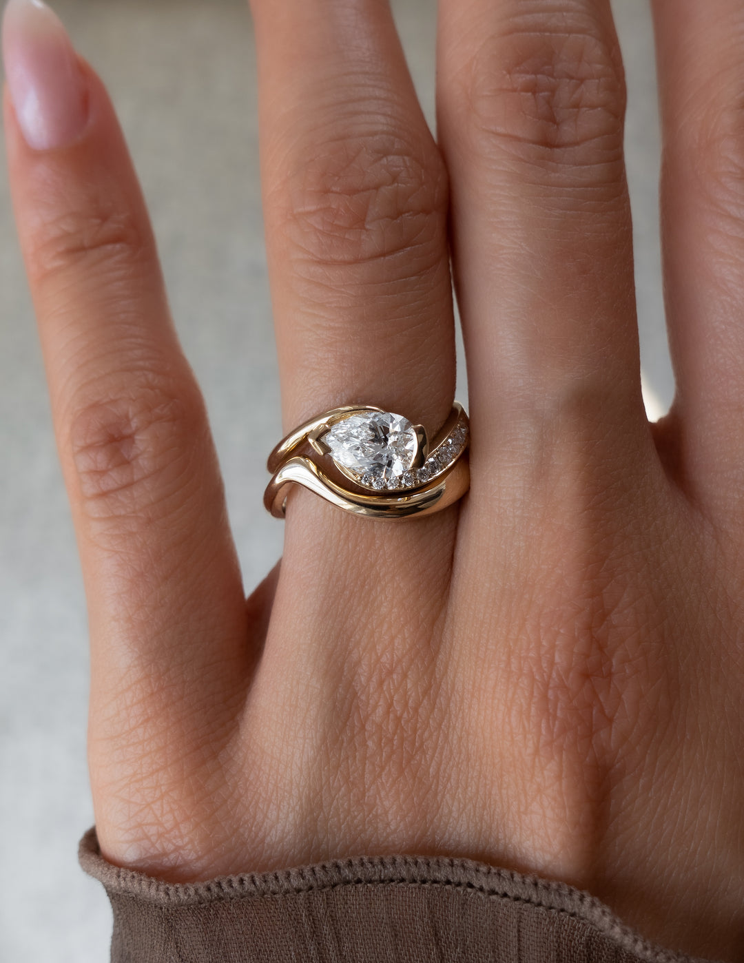 Pear Demi Pavé Rapture Ring