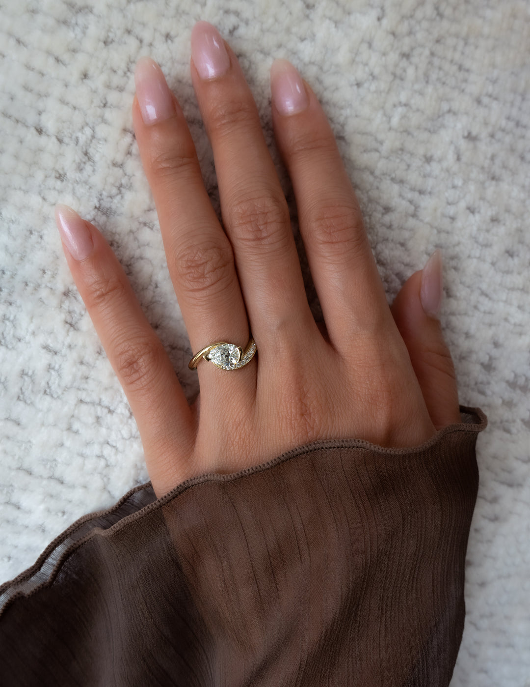 Pear Demi Pavé Rapture Ring