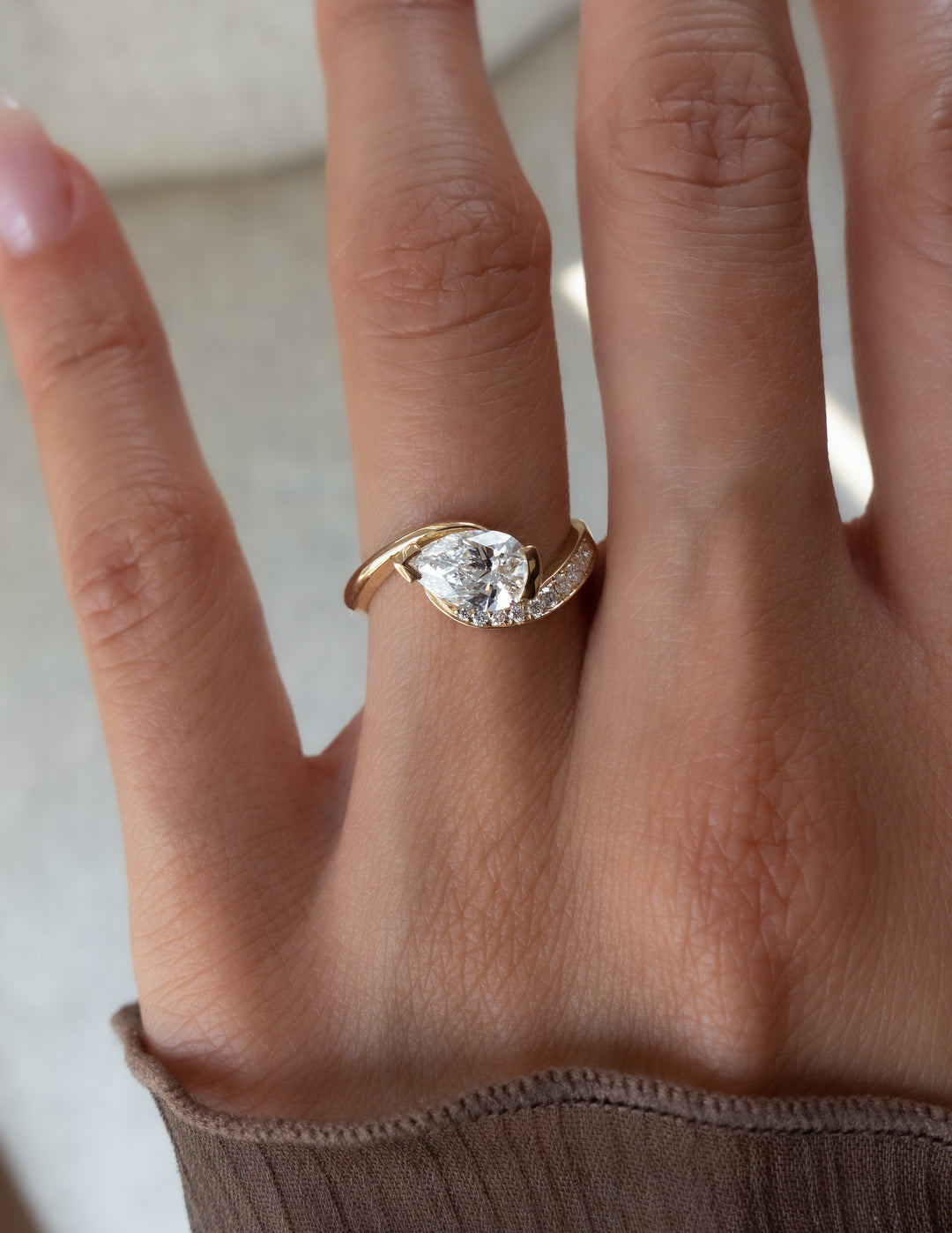 Pear Demi Pavé Rapture Ring