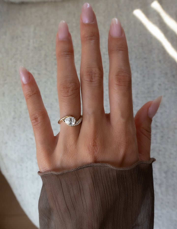 Pear Demi Pavé Rapture Ring