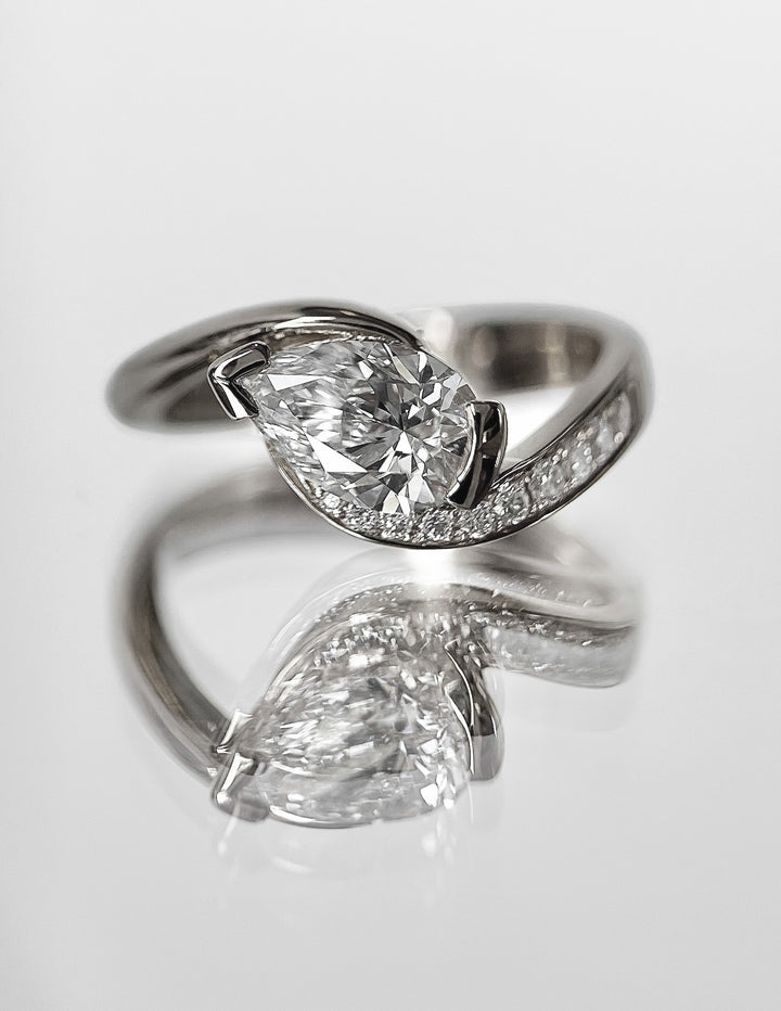 Pear Demi Pavé Rapture Ring