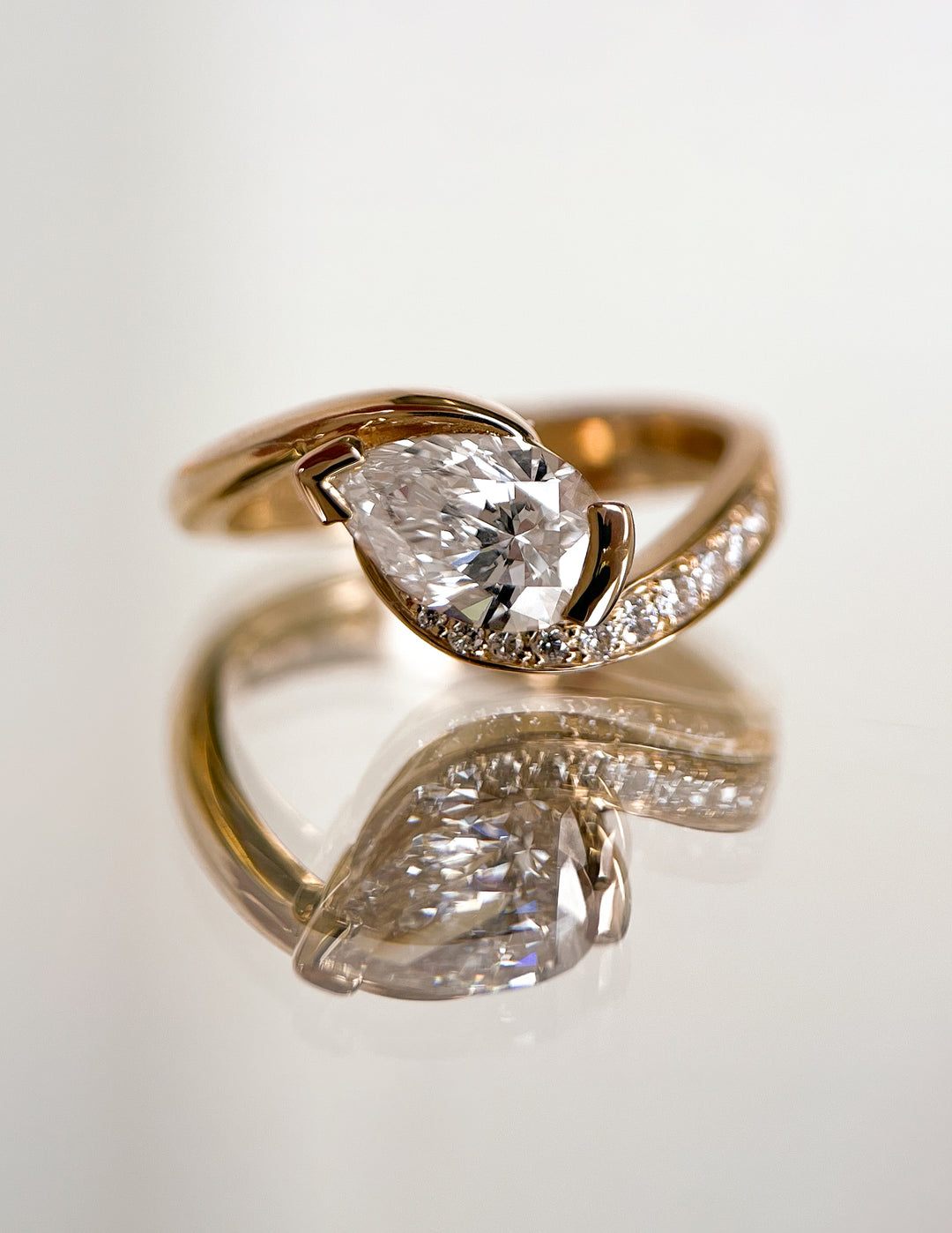 Pear Demi Pavé Rapture Ring