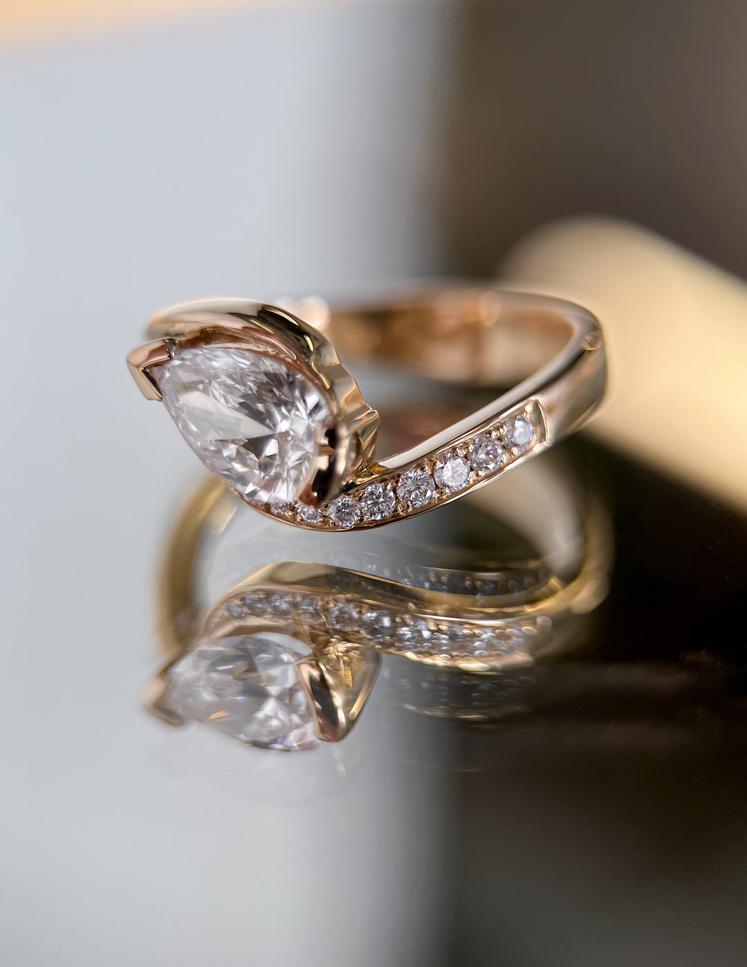 Pear Demi Pavé Rapture Ring