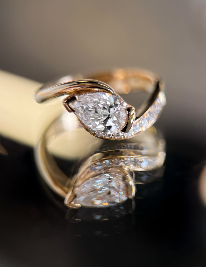 Pear Demi Pavé Rapture Ring