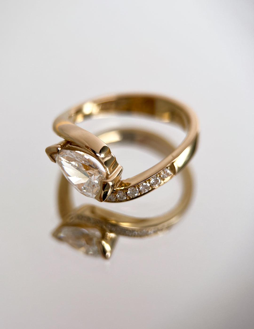 Pear Demi Pavé Rapture Ring