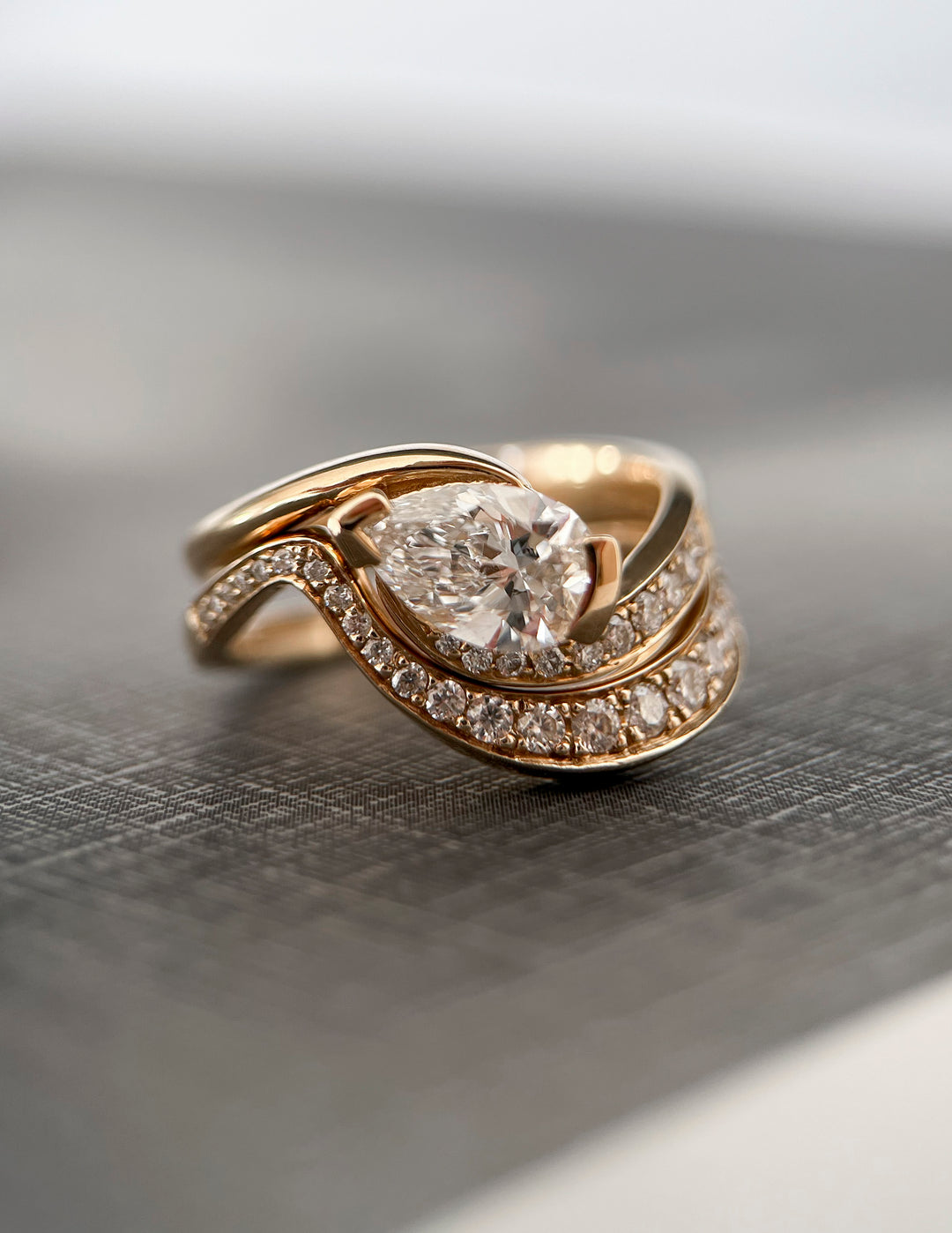 SET — PEAR Demi Pavé Rapture Ring & Band