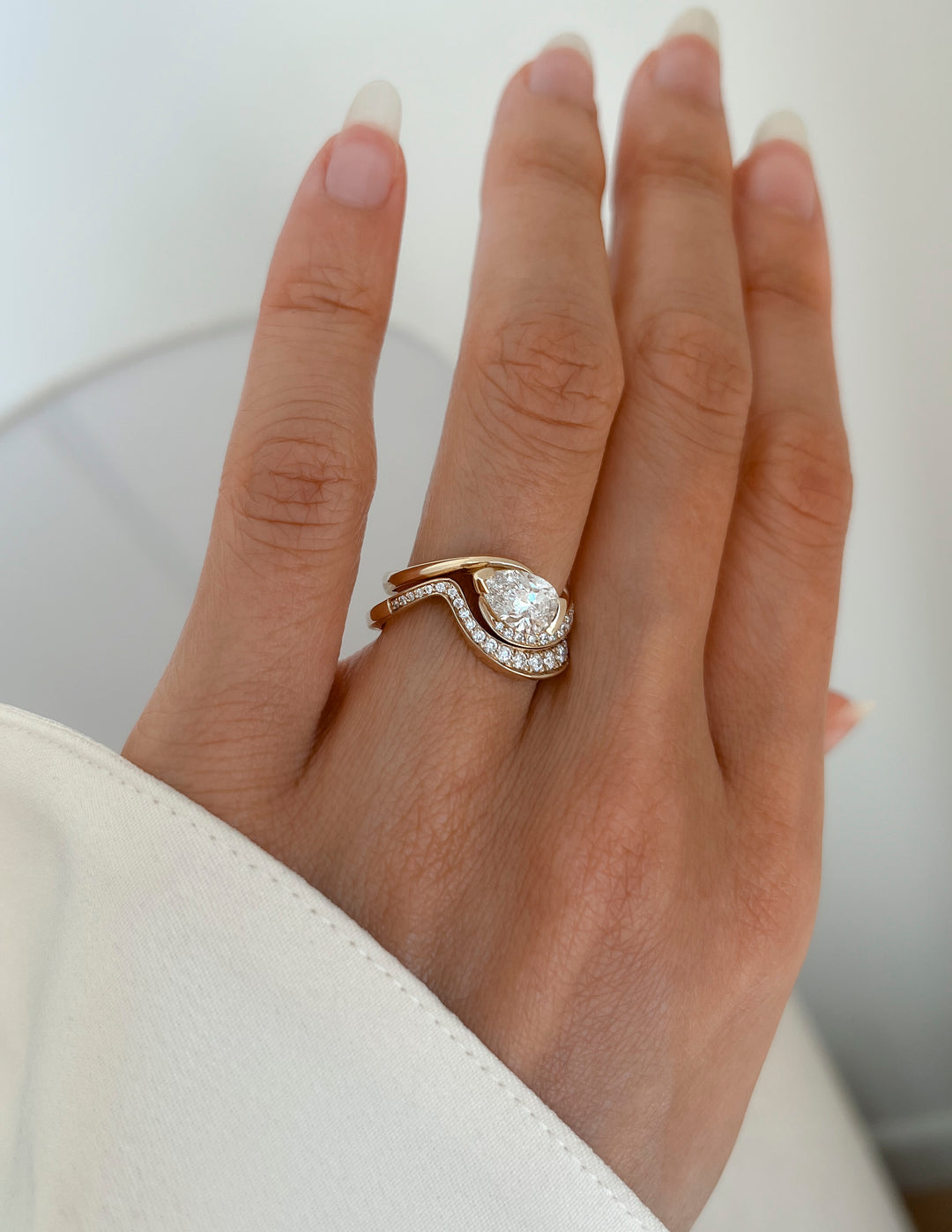 SET — PEAR Demi Pavé Rapture Ring & Band