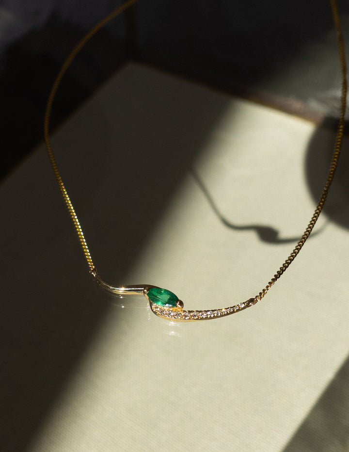 Emerald Marquise Demi Pavé Rapture Necklace