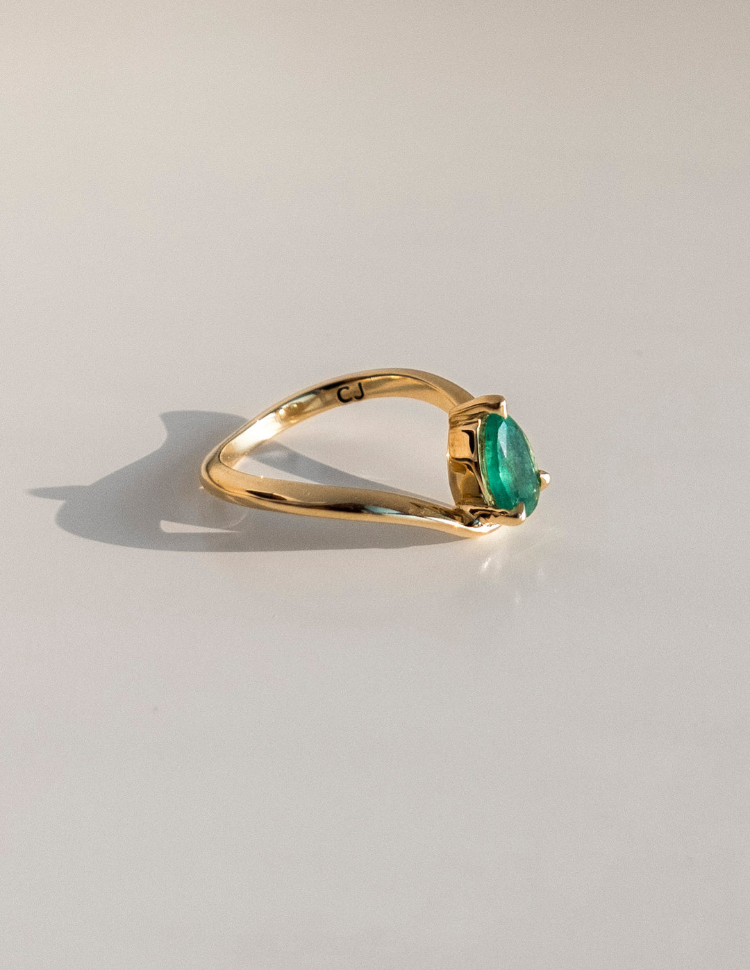 Pear Emerald Sunrise Ring