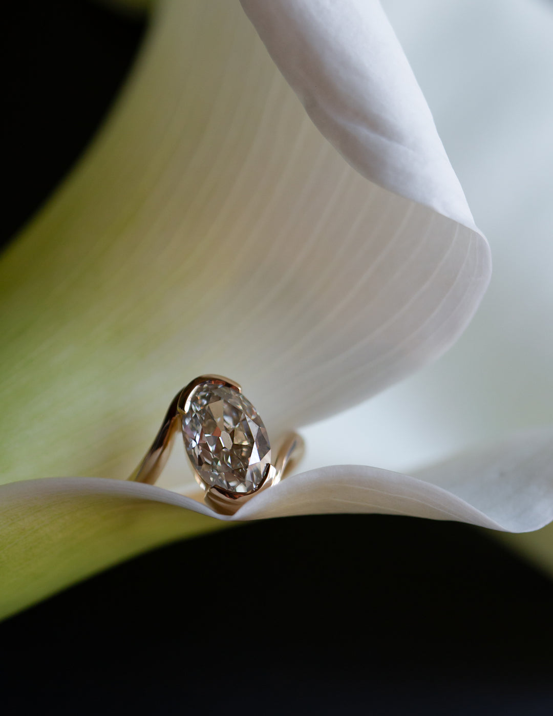 One-of-a-kind — 3.42ct Natural Champagne Diamond VERTICAL Oval Rapture Ring
