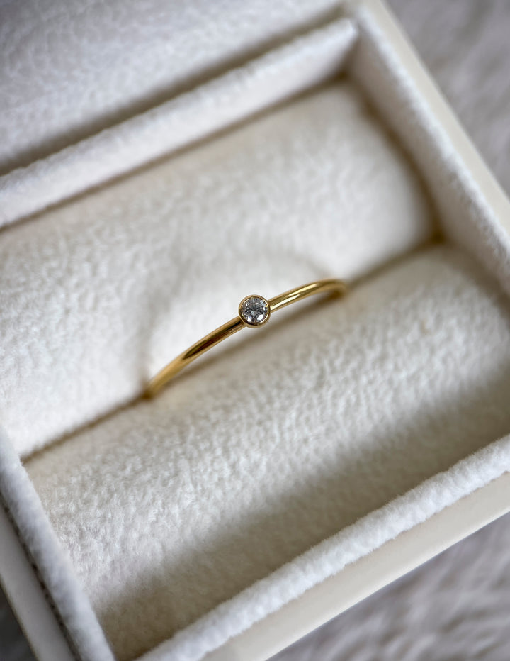 Gold Round CZ Stacker Ring