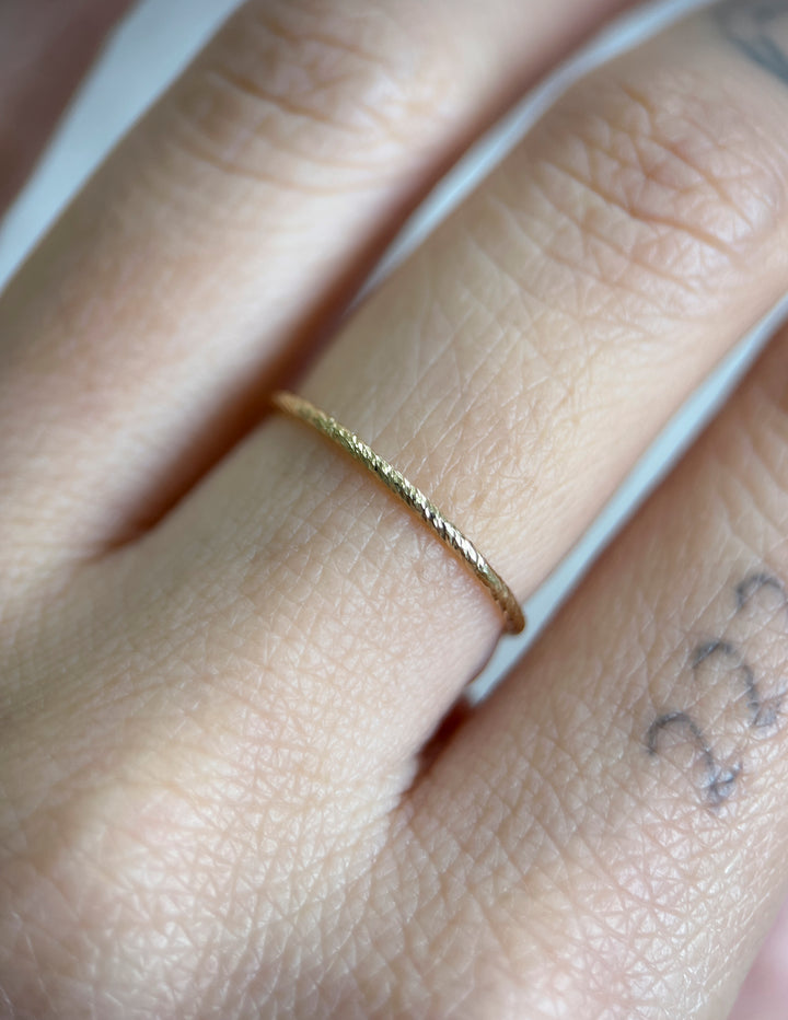 Gold Texture Rope Stacker Ring