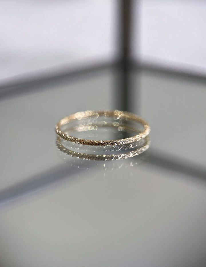 Gold Texture Rope Stacker Ring