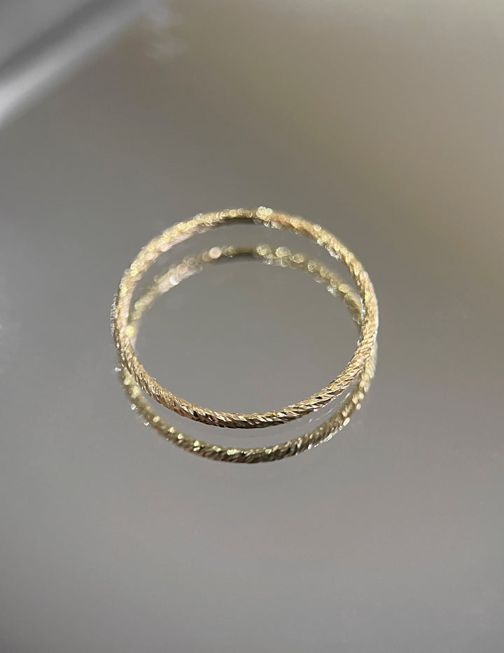 Gold Texture Rope Stacker Ring