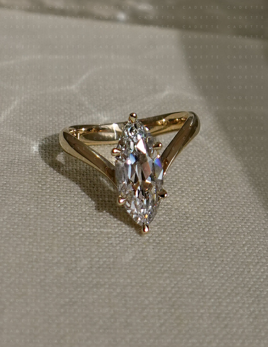 2.25CT Antique Moval Eve Ring No.1 (READY TO SHIP)