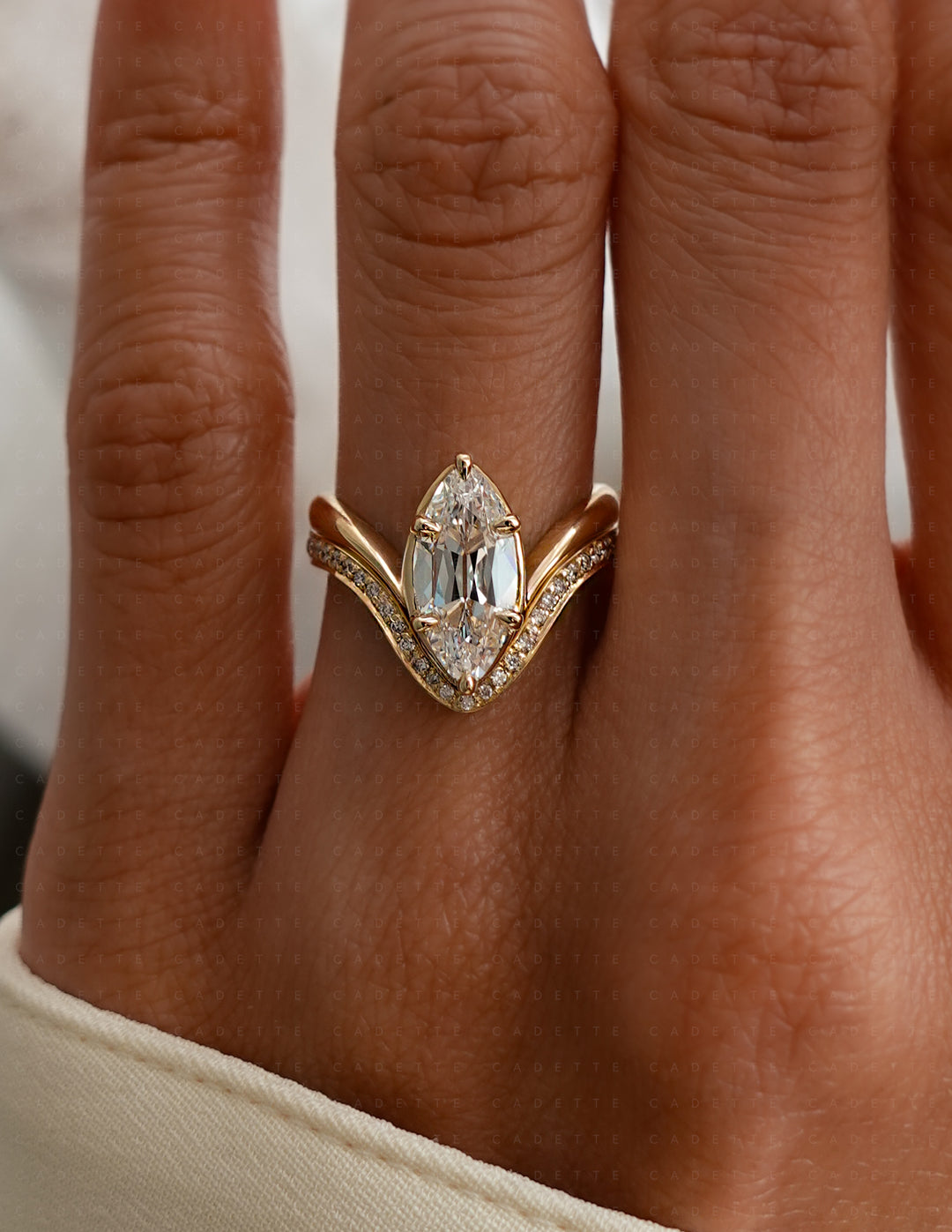 SET — 2CT Antique Moval Eve Ring No.2 & Pavé Band (READY TO SHIP)
