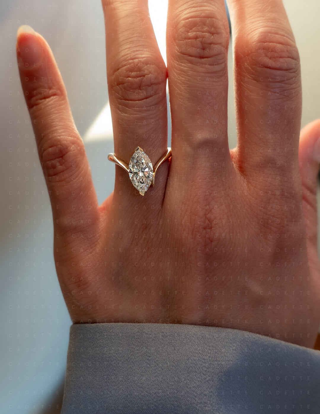 Grande Marquise Eve Ring — Chevron Setting