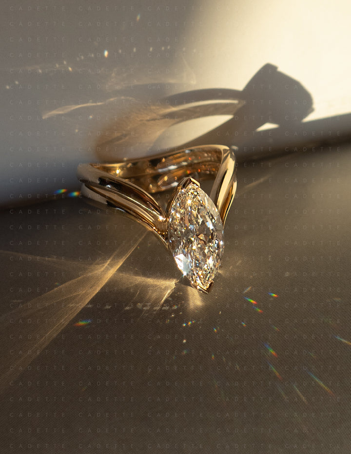 SET — Grande Marquise Eve Ring (Chevron) & Band