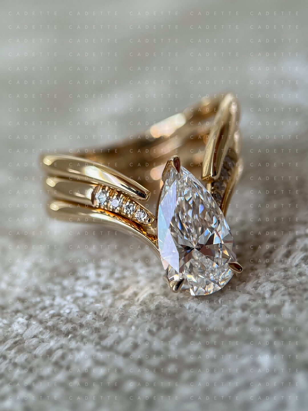 TRIPLE SET — Grande Pear Eve Ring & Bands