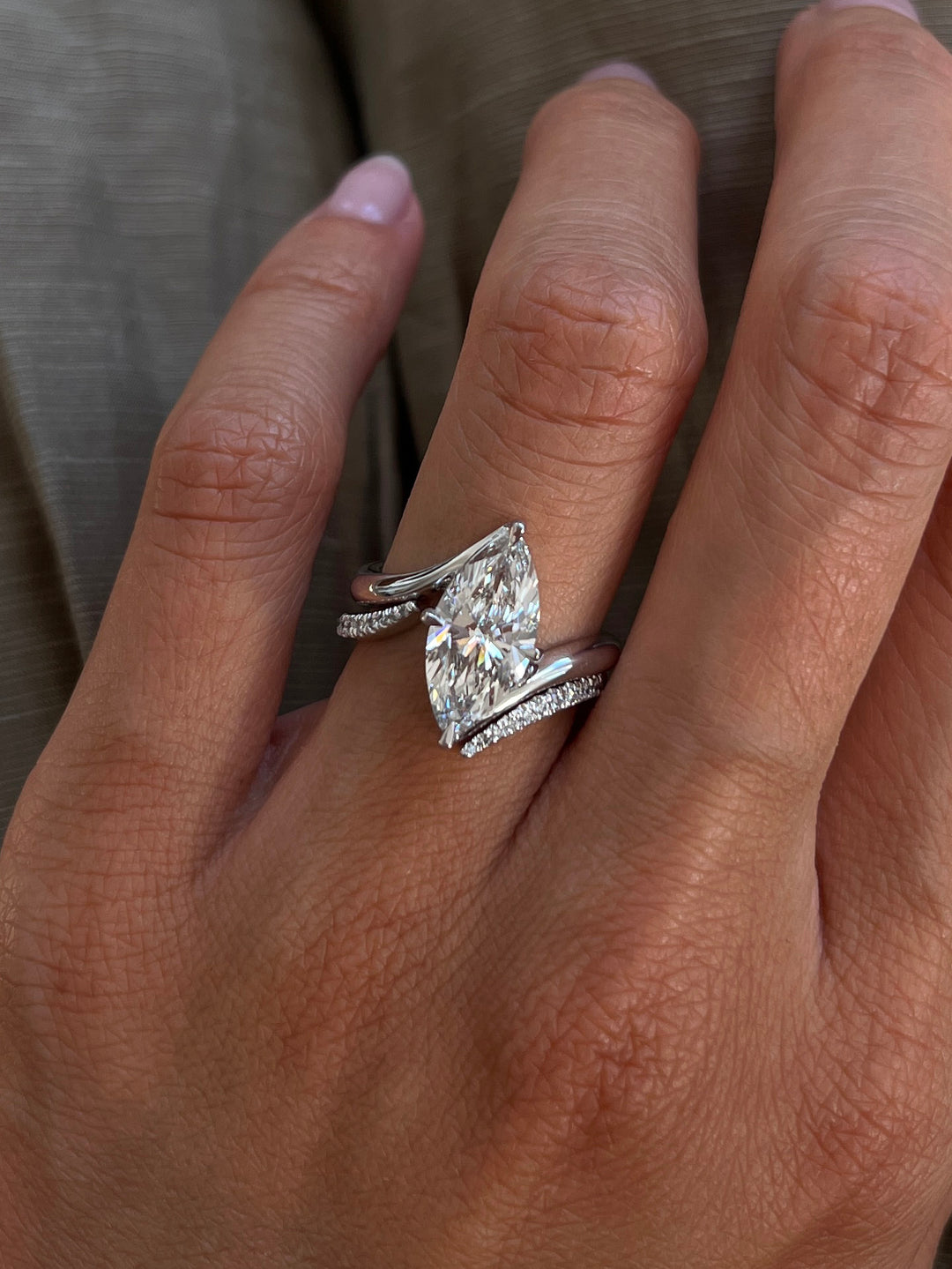 SET — 3CT VERTICAL Marquise Rapture Ring & Wrap Pavé Band (READY TO SHIP)