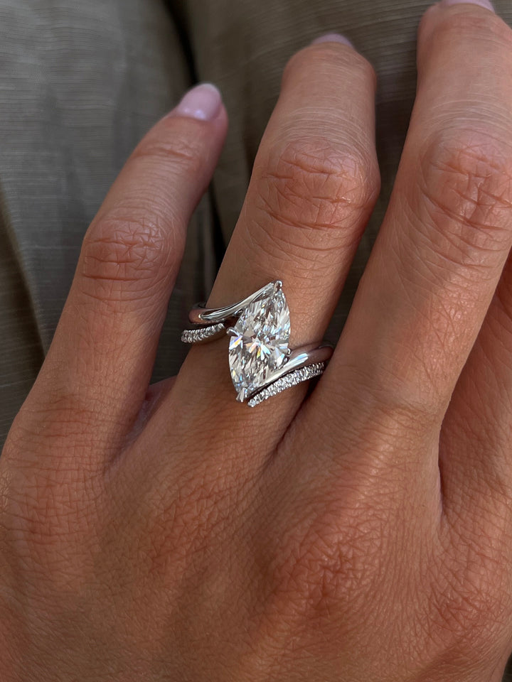 SET — 3CT VERTICAL Marquise Rapture Ring & Wrap Pavé Band (READY TO SHIP)