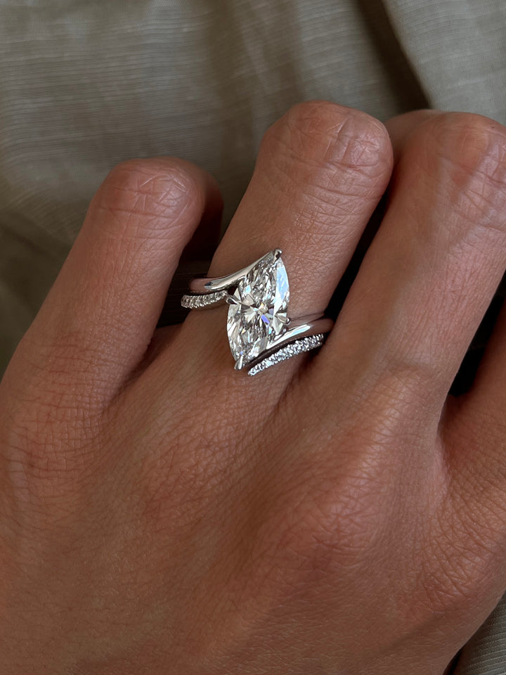 SET — 3CT VERTICAL Marquise Rapture Ring & Wrap Pavé Band (READY TO SHIP)