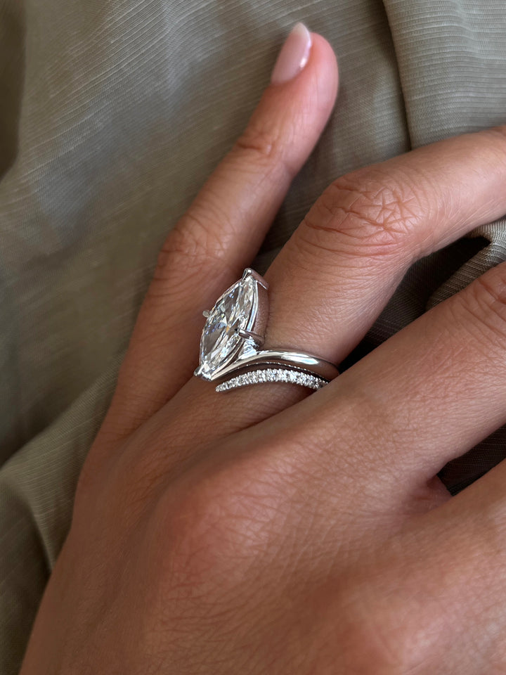 SET — 3CT VERTICAL Marquise Rapture Ring & Wrap Pavé Band (READY TO SHIP)