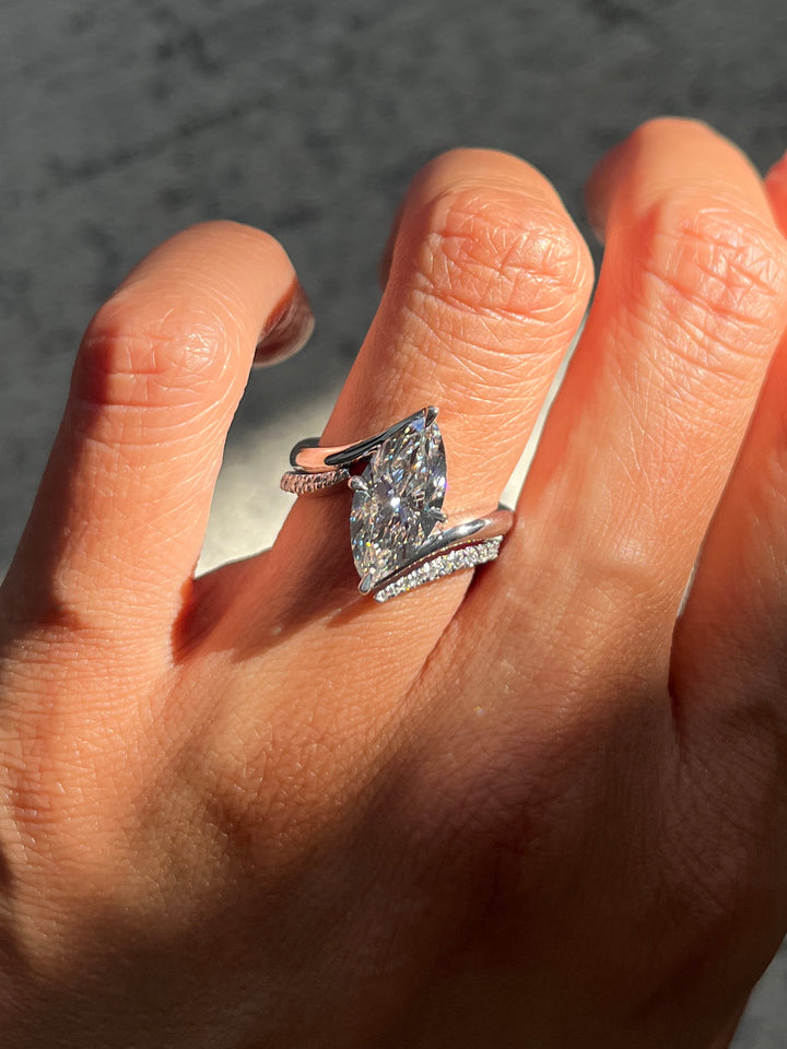 SET — 3CT VERTICAL Marquise Rapture Ring & Wrap Pavé Band (READY TO SHIP)