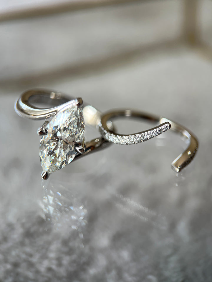 SET — 3CT VERTICAL Marquise Rapture Ring & Wrap Pavé Band (READY TO SHIP)