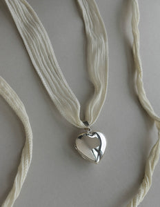 Locket Heart Ribbon Necklace