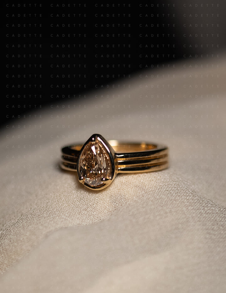 One-of-a-kind — 1.26ct CHAMPAGNE Diamond Pear Niwa Ring