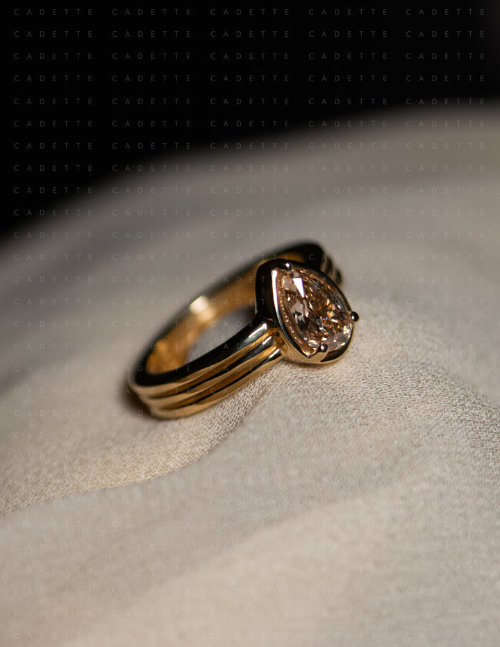 One-of-a-kind — 1.26ct CHAMPAGNE Diamond Pear Niwa Ring