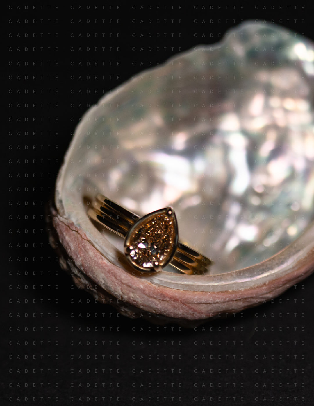 One-of-a-kind — 1.26ct CHAMPAGNE Diamond Pear Niwa Ring