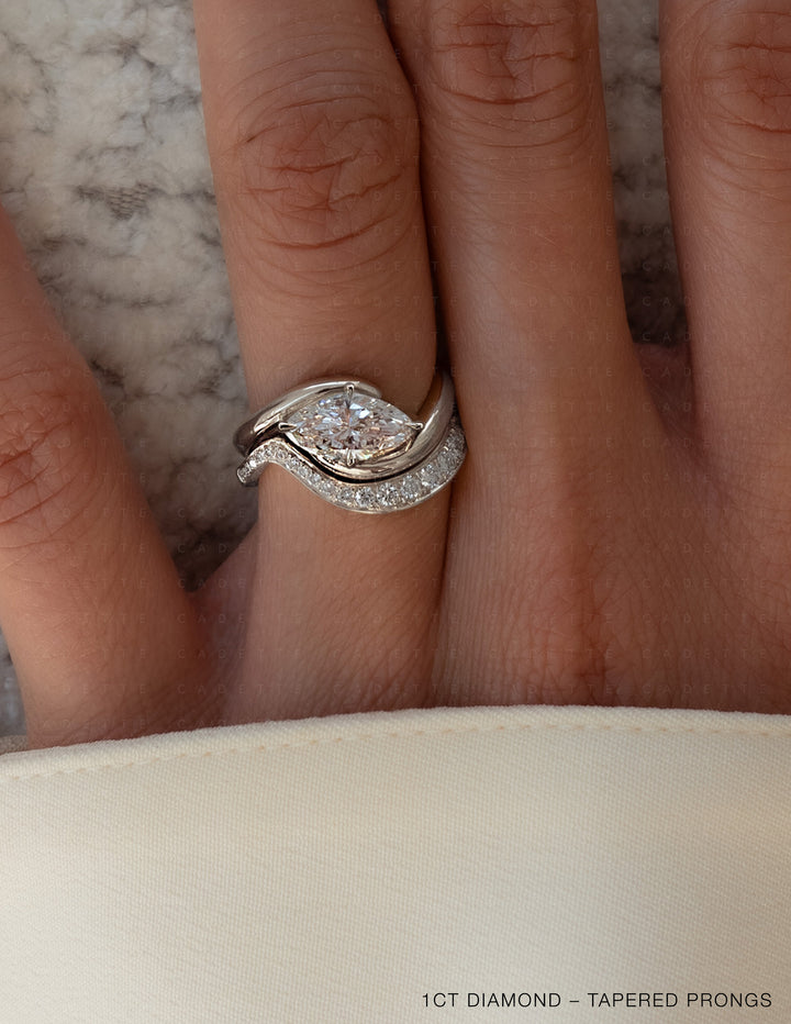 SET — MARQUISE (Tapered Prong) Rapture Ring & Band
