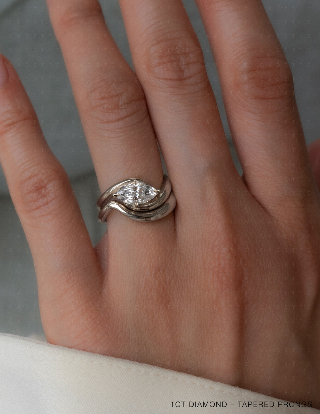SET — MARQUISE (Tapered Prong) Rapture Ring & Band