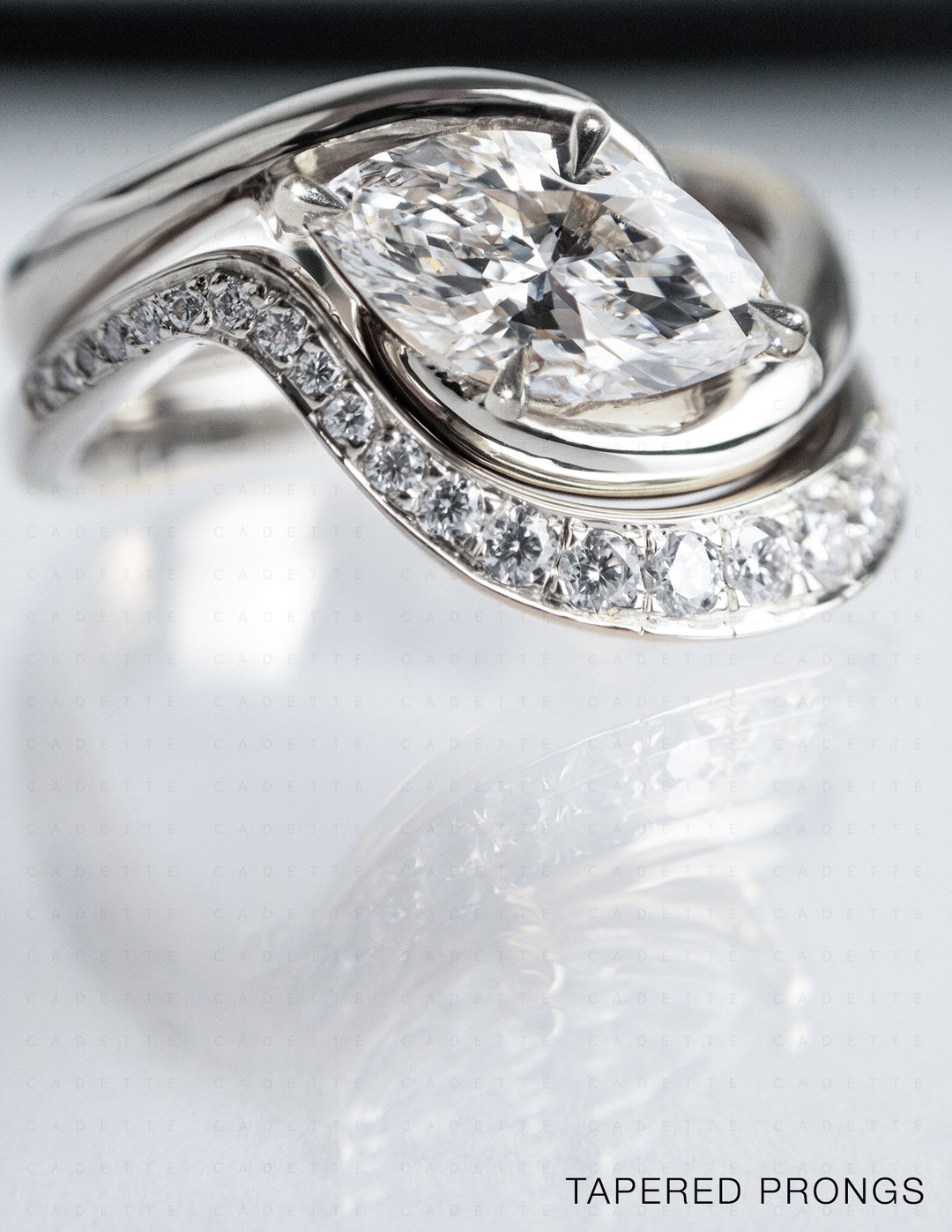 SET — MARQUISE (Tapered Prong) Rapture Ring & Band