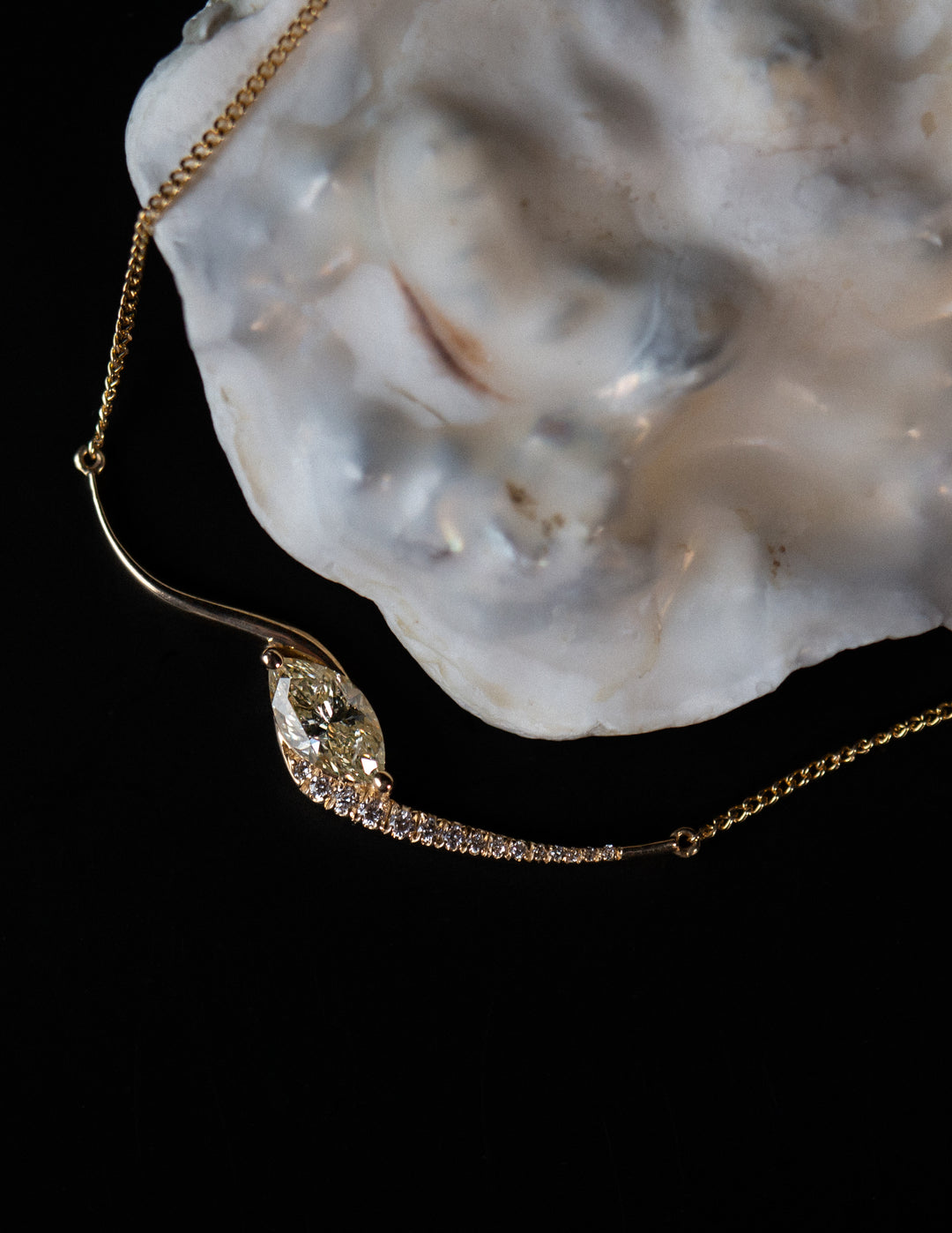 One-of-a-kind — Yellow Marquise Demi Pavé Rapture Necklace