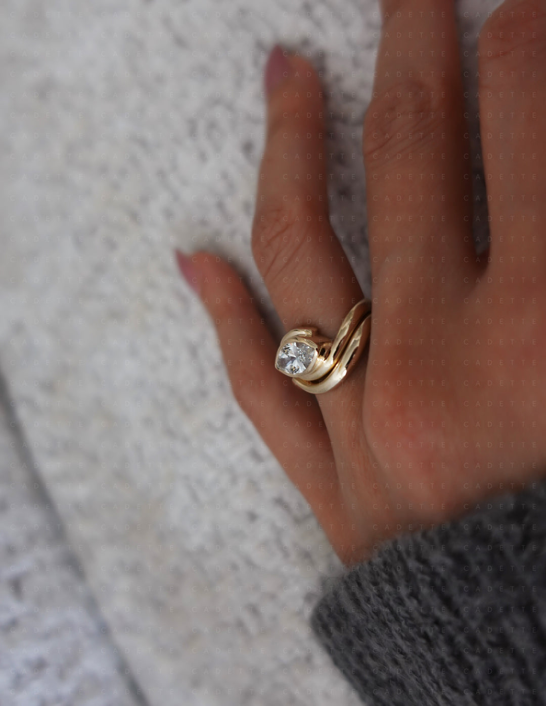 SET — MARQUISE (Bezel) Rapture Ring & Band