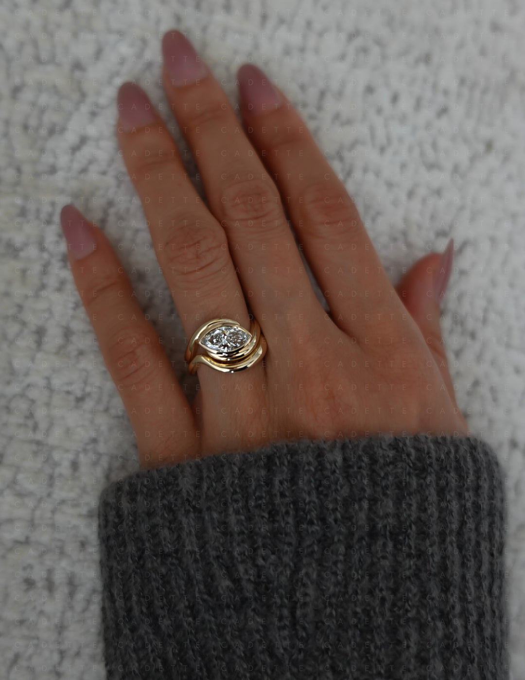 SET — MARQUISE (Bezel) Rapture Ring & Band