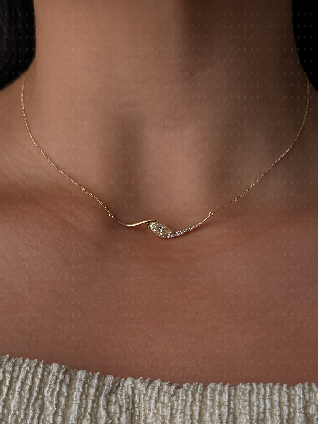 One-of-a-kind — Yellow Marquise Demi Pavé Rapture Necklace