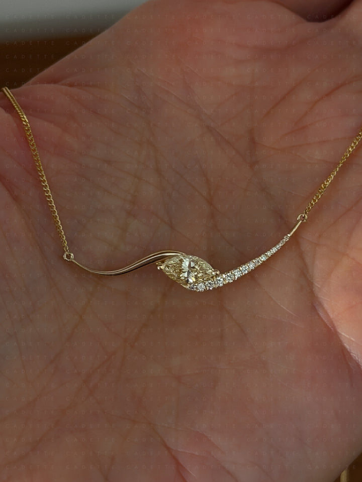 One-of-a-kind — Yellow Marquise Demi Pavé Rapture Necklace